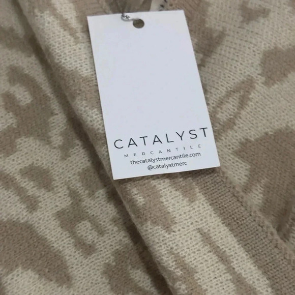 Mainstrip Sweater Dress V-Neck Front /Back Beige Animal Print Stretch Belt Med - Picture 6 of 6